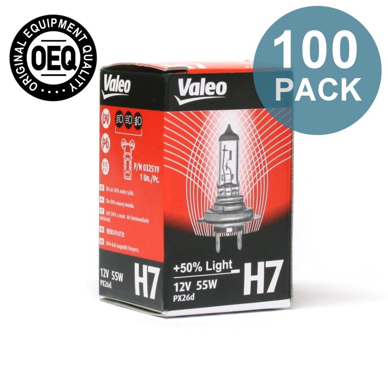 Valeo H7 Bulb +50% light P/N 32519 - 100 Pack