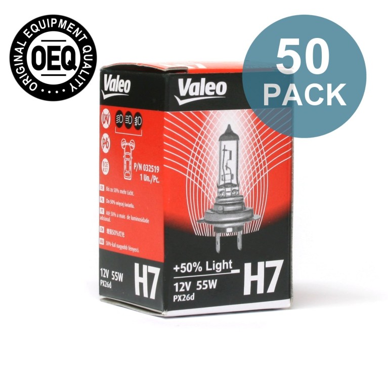 Valeo H7 Bulb +50% light P/N 32519 - 50 Pack